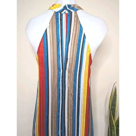 70's Style Striped Satin Maxi Dress Flowy Womens Festival A7 - Picture 9 of 15
